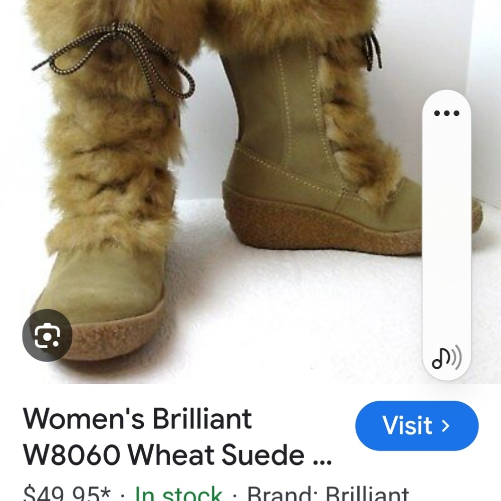 Women's Brilliant Stock#W8064 Wheat Suede & Fur Waterproof Winter Boots Sz 6.5 M